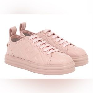 Fendi Pink Leather Flatform Sneakers